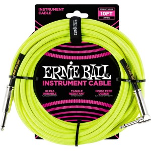 Ernie Ball 10' Braided Instrument Cable, Neon Yellow